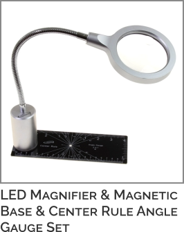 LED Magnifier & Magnetic Base & Center Rule Angle Gauge Set
